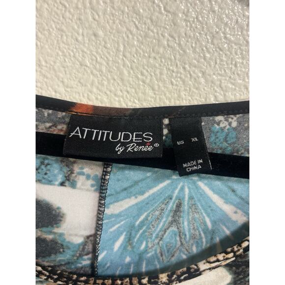 Attitudes by Renee Size XL Maxi Dress Soft Knit Unique Moth & Snake Print Artsy - Picture 5 of 9